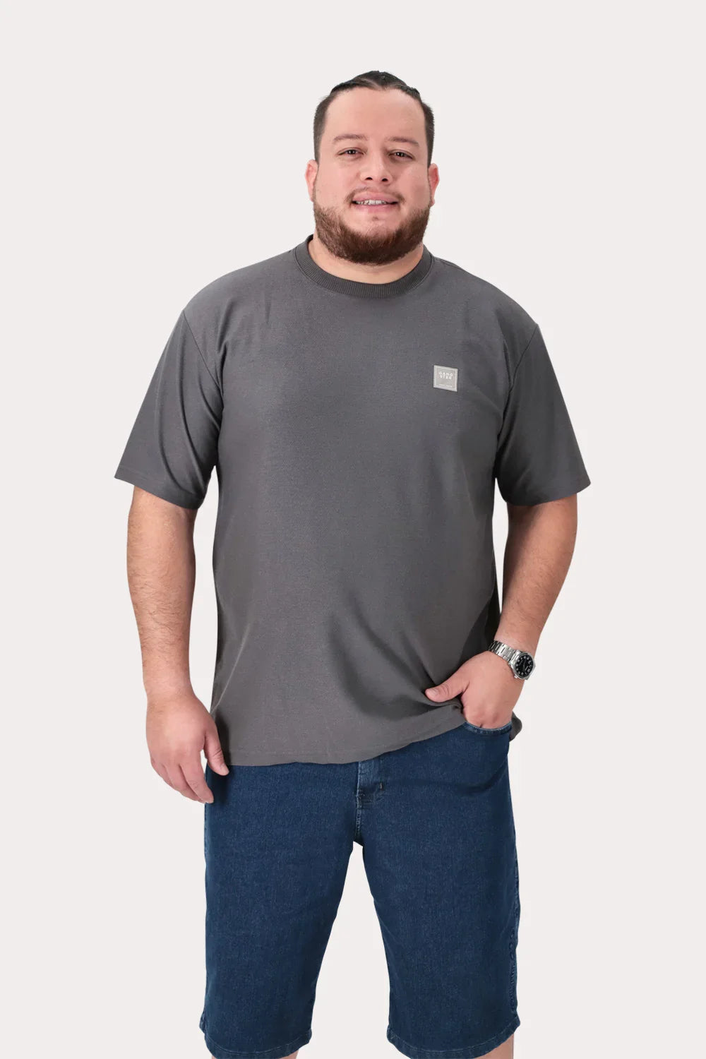 Plus Polera MC Textura Fenway Gris - Gangster