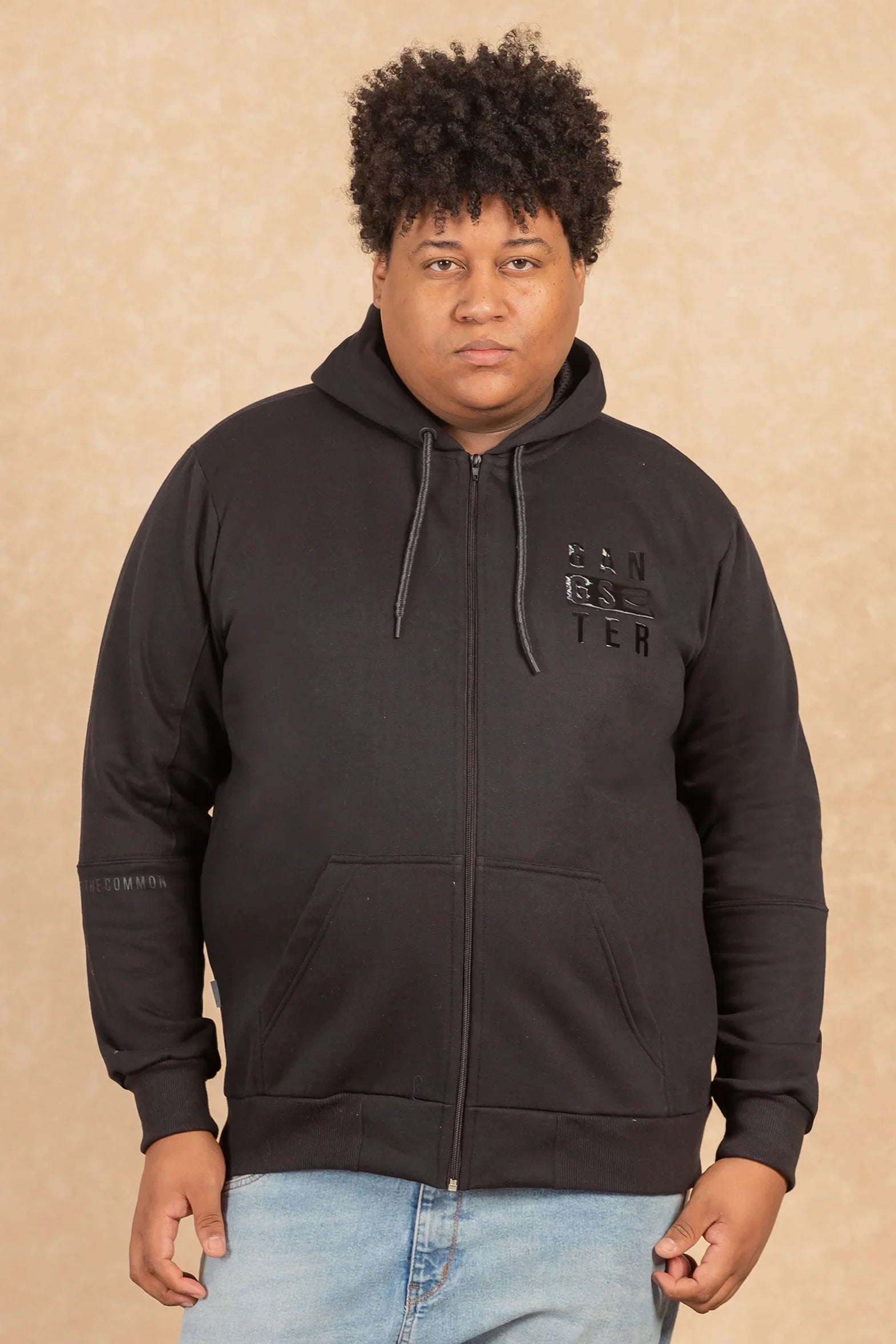 Plus Poleron Full Zipper Fleece Ouut Negro Gangster - Gangster