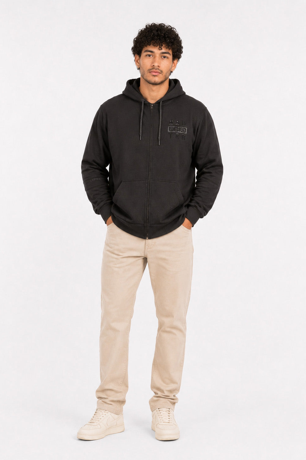 Plus Poleron Full Zipper Fleece Ouut Negro Gangster-3