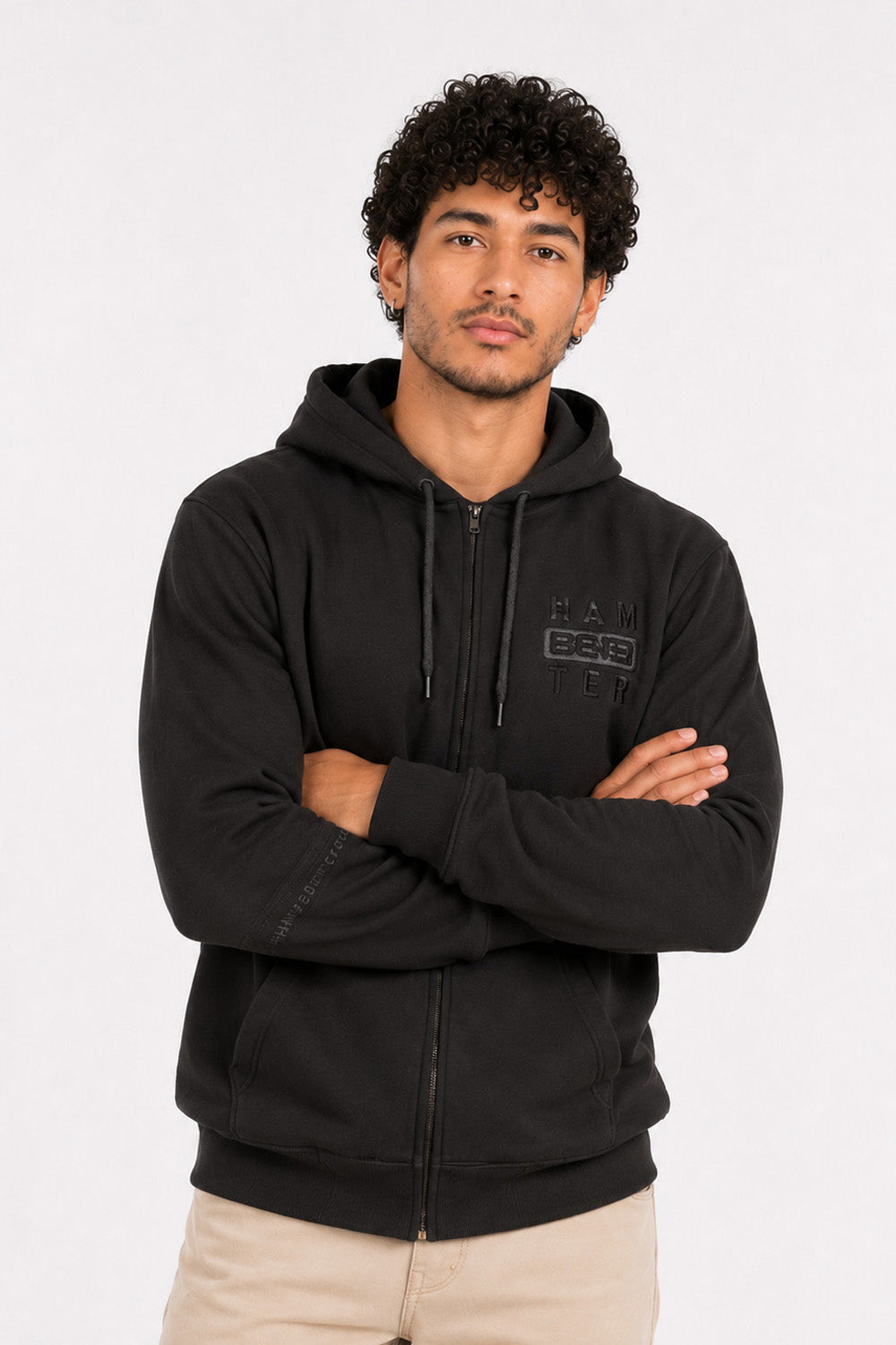 Plus Poleron Full Zipper Fleece Ouut Negro Gangster-1