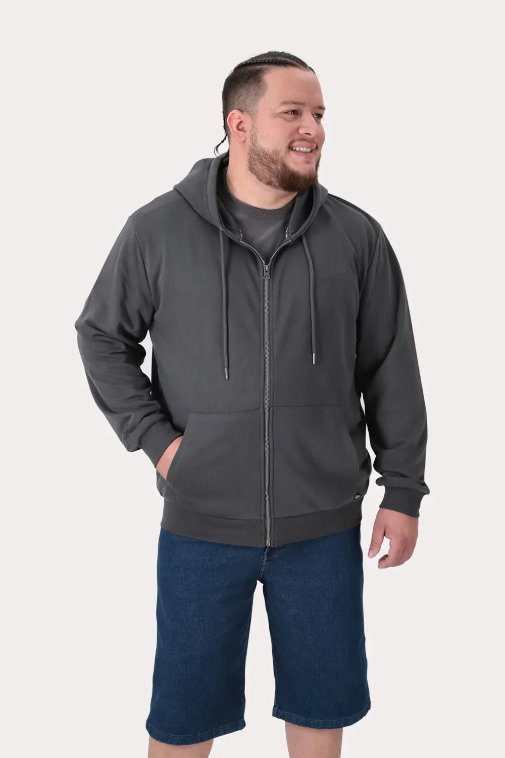 Plus Poleron Fullziper Fleece Loop Gris - Gangster