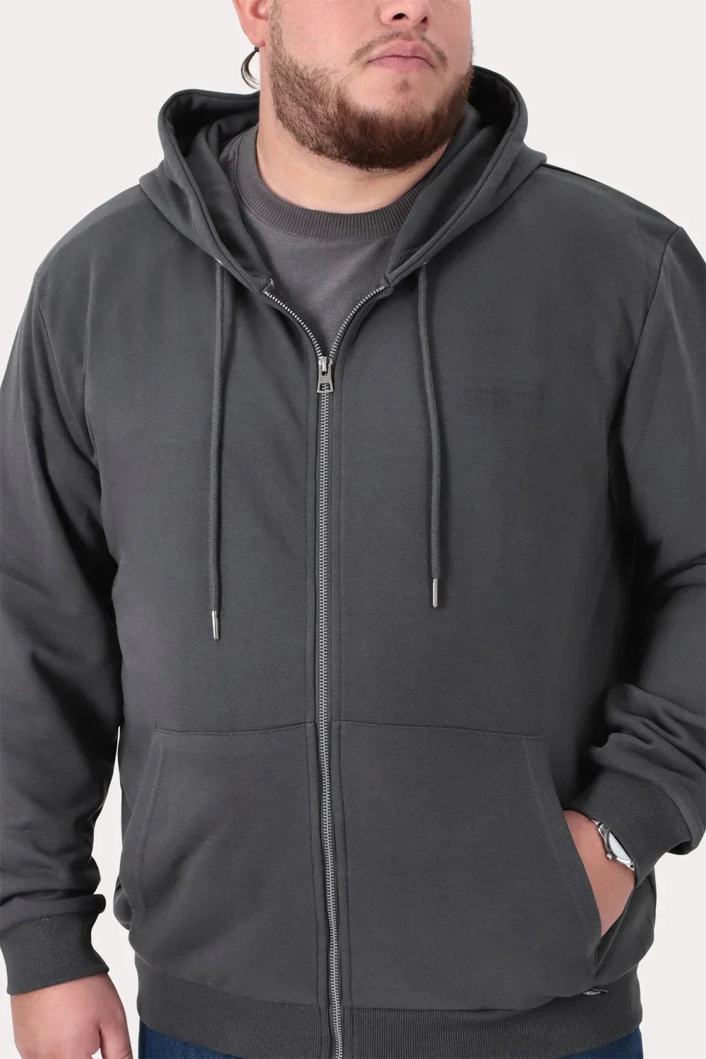 Plus Poleron Fullziper Fleece Loop Gris - Gangster
