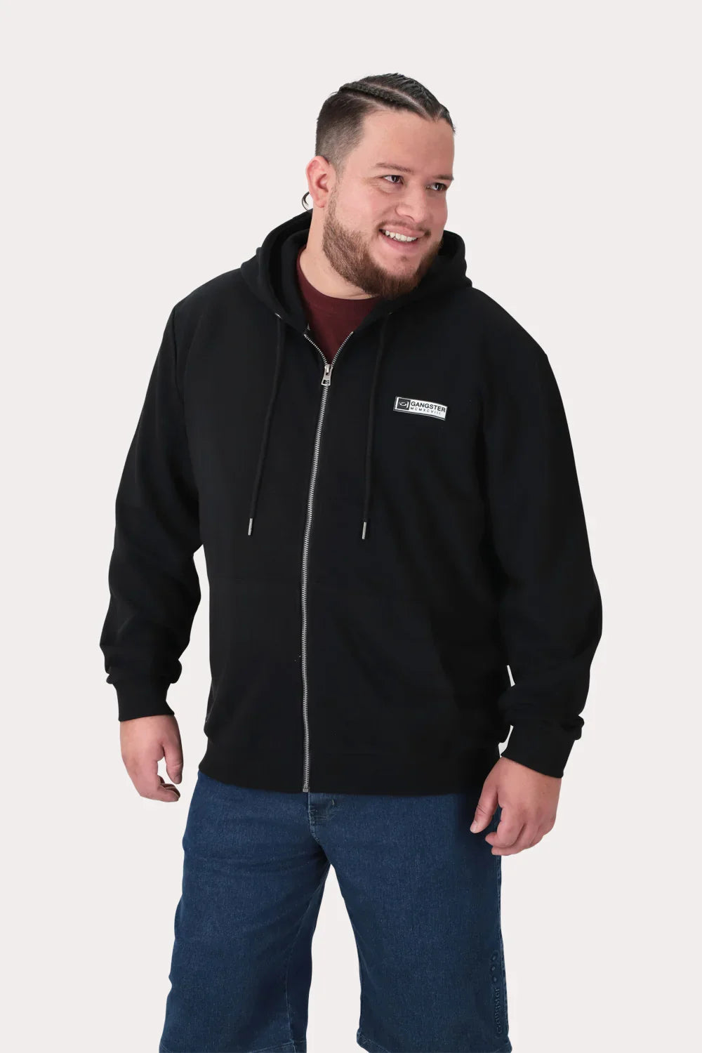 Plus Poleron Fullziper Fleece Logan Negro - Gangster