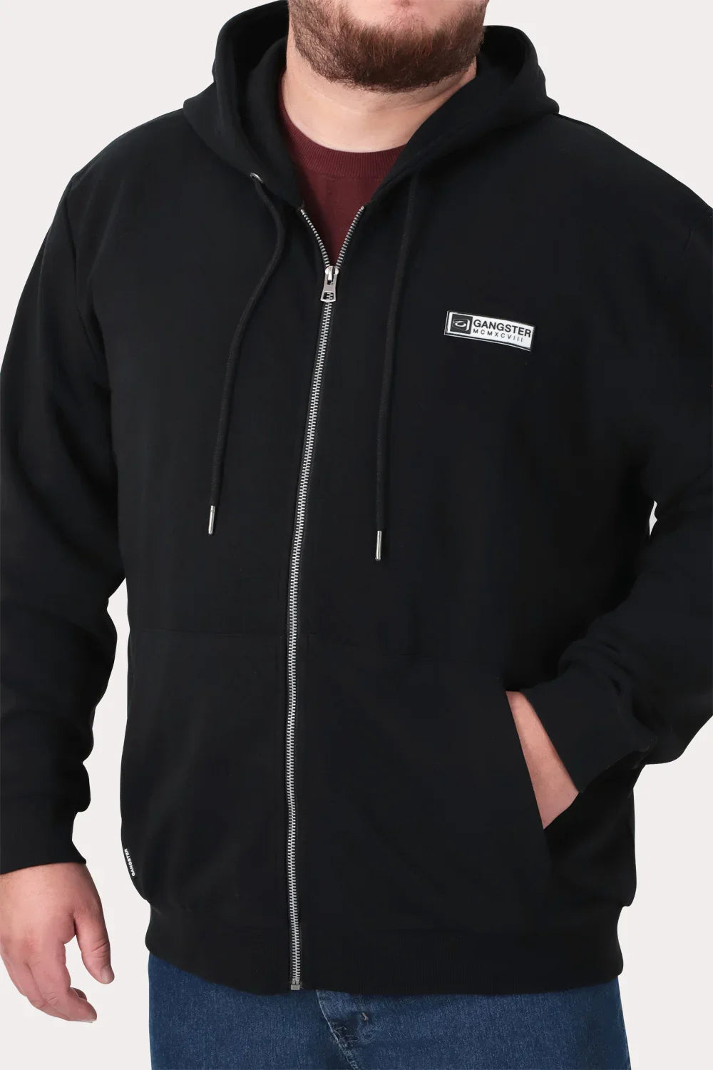 Plus Poleron Fullziper Fleece Logan Negro - Gangster