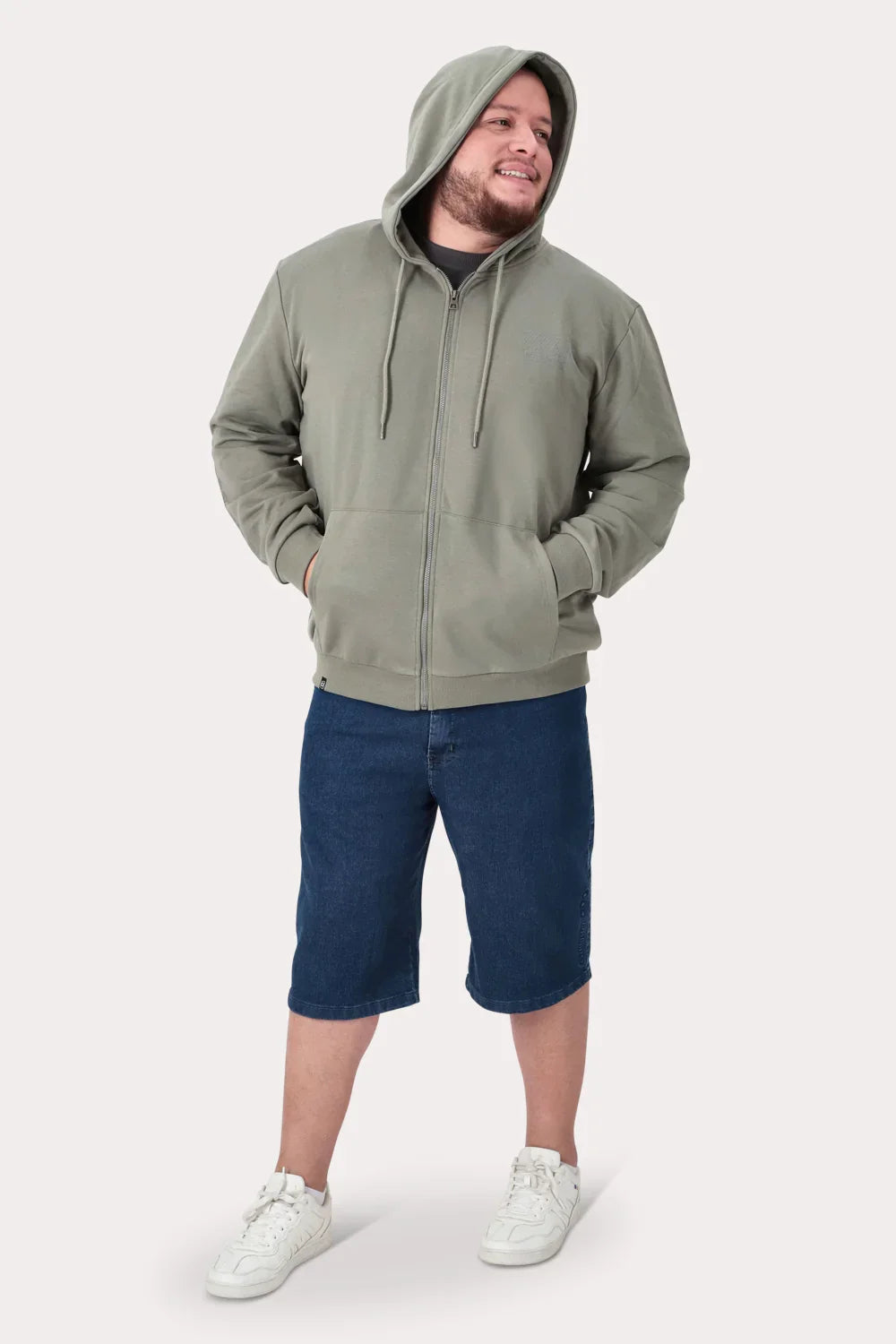 Plus Poleron Fullziper Fleece Damen Verde Militar - Gangster