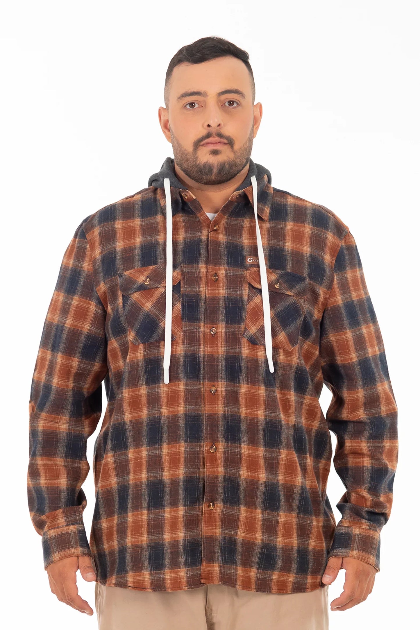 Plus Camisa Ml Franela Grizzly Cafe Gangster