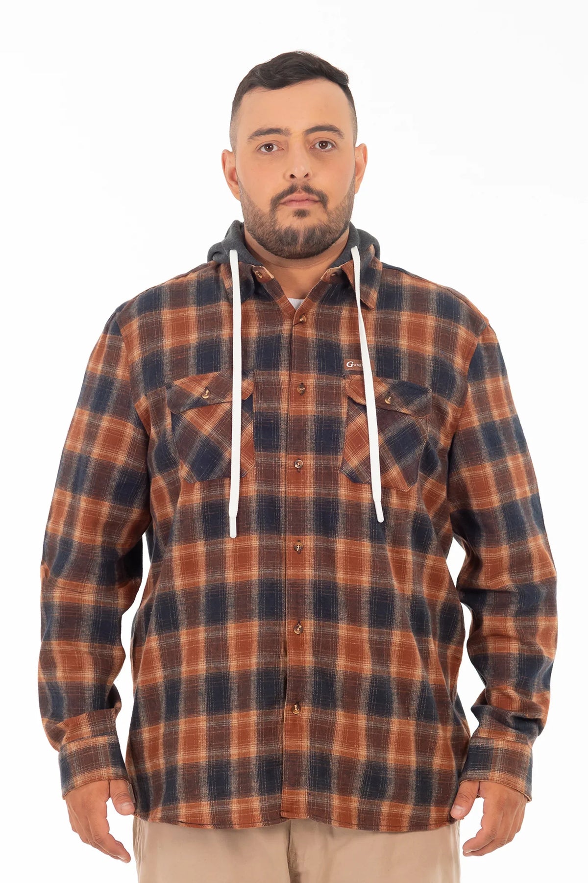 Plus Camisa Ml Franela Grizzly Cafe Gangster-3