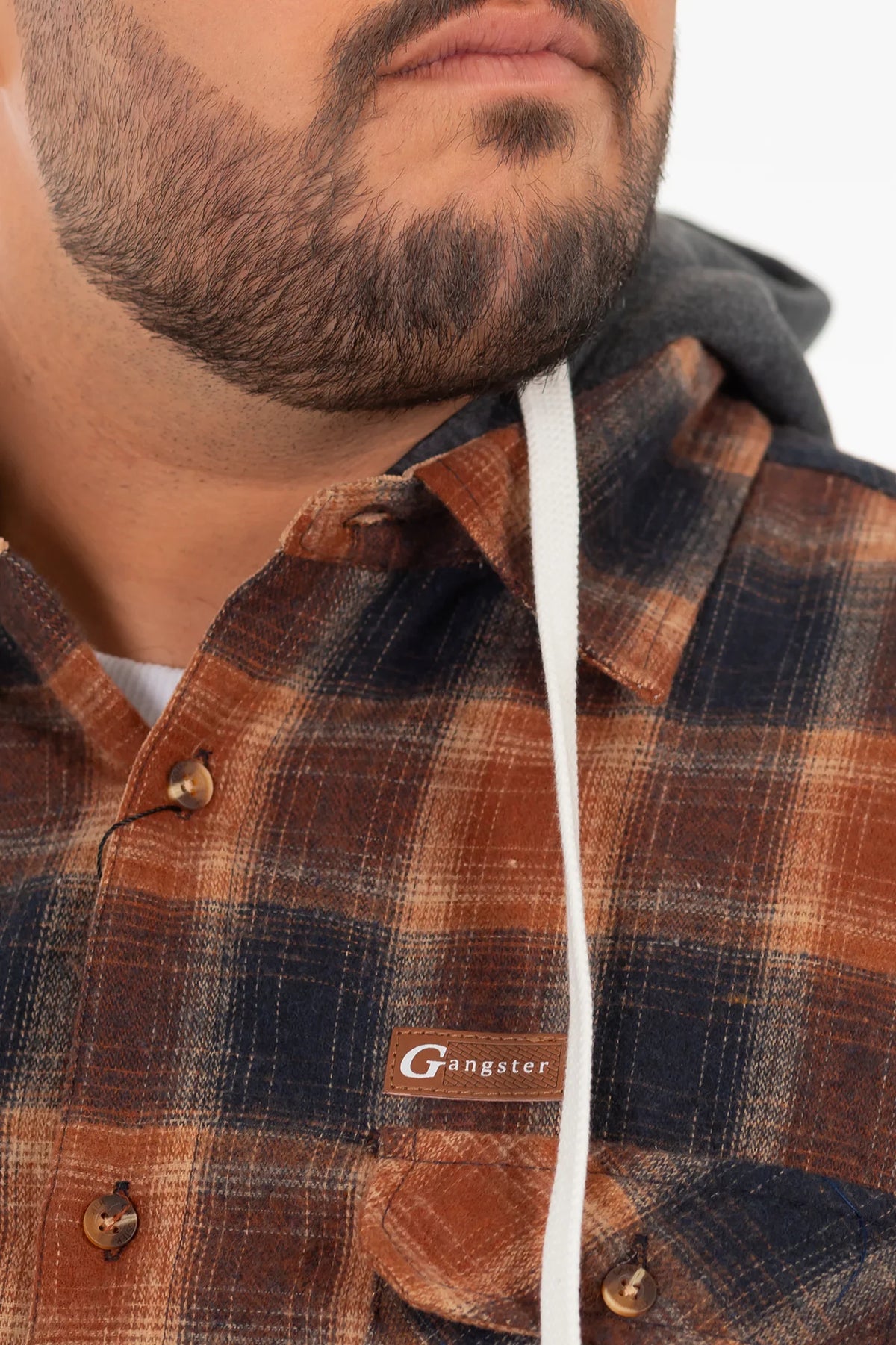 Plus Camisa Ml Franela Grizzly Cafe Gangster-4