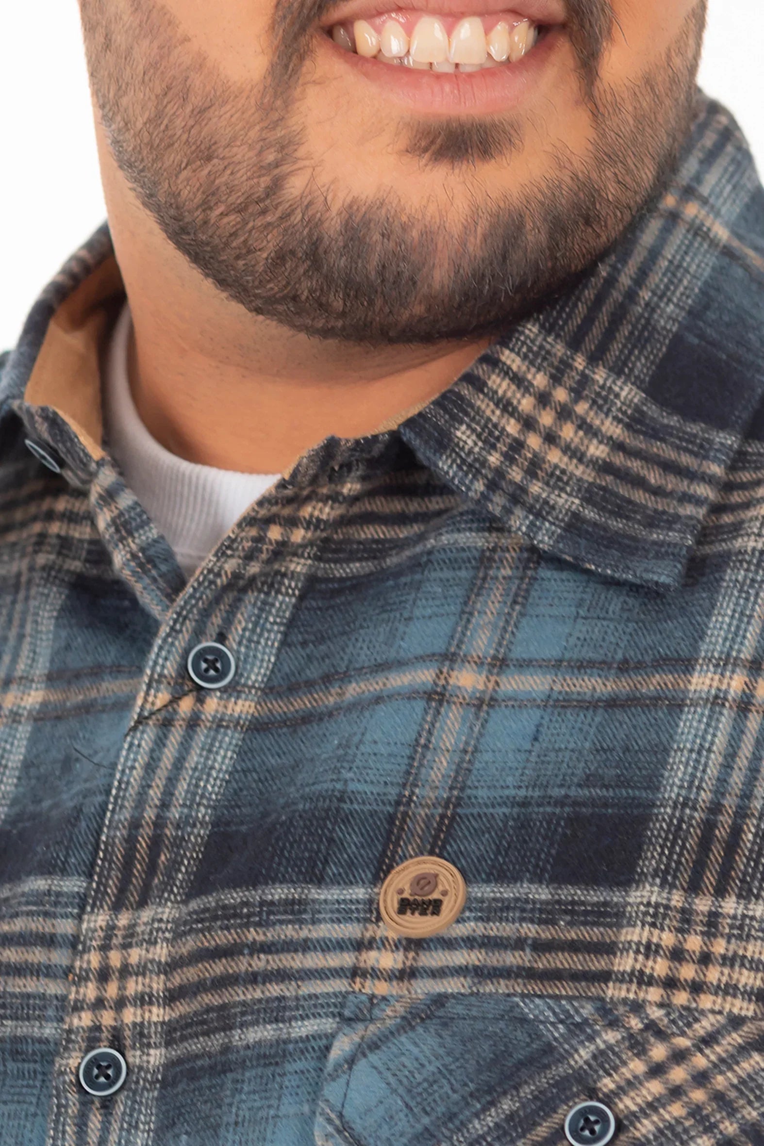 Plus Camisa Ml Franela Northwood Azul Marino Gangster-4