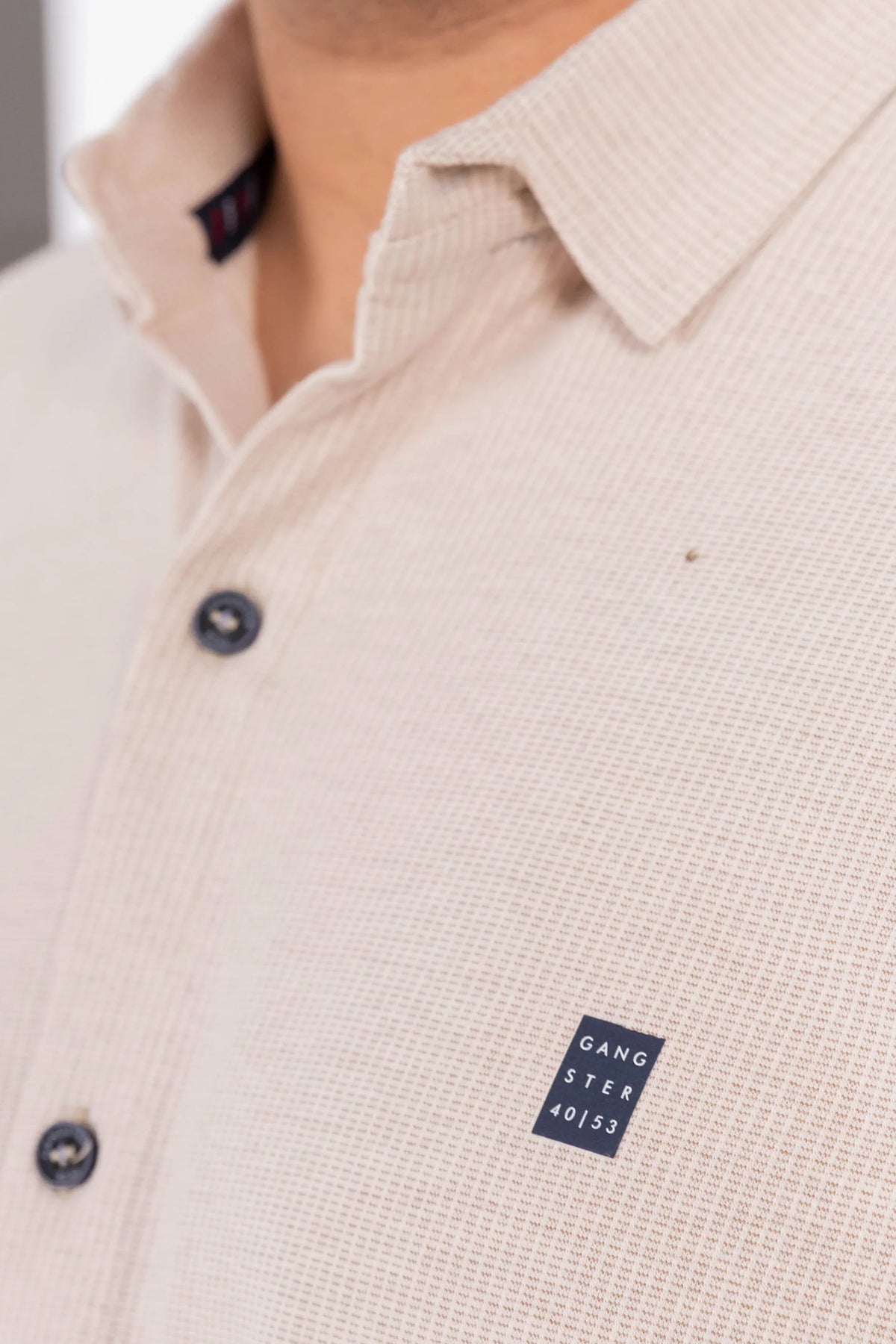 Plus Camisa Camisa Textura Berri Beige - Gangster