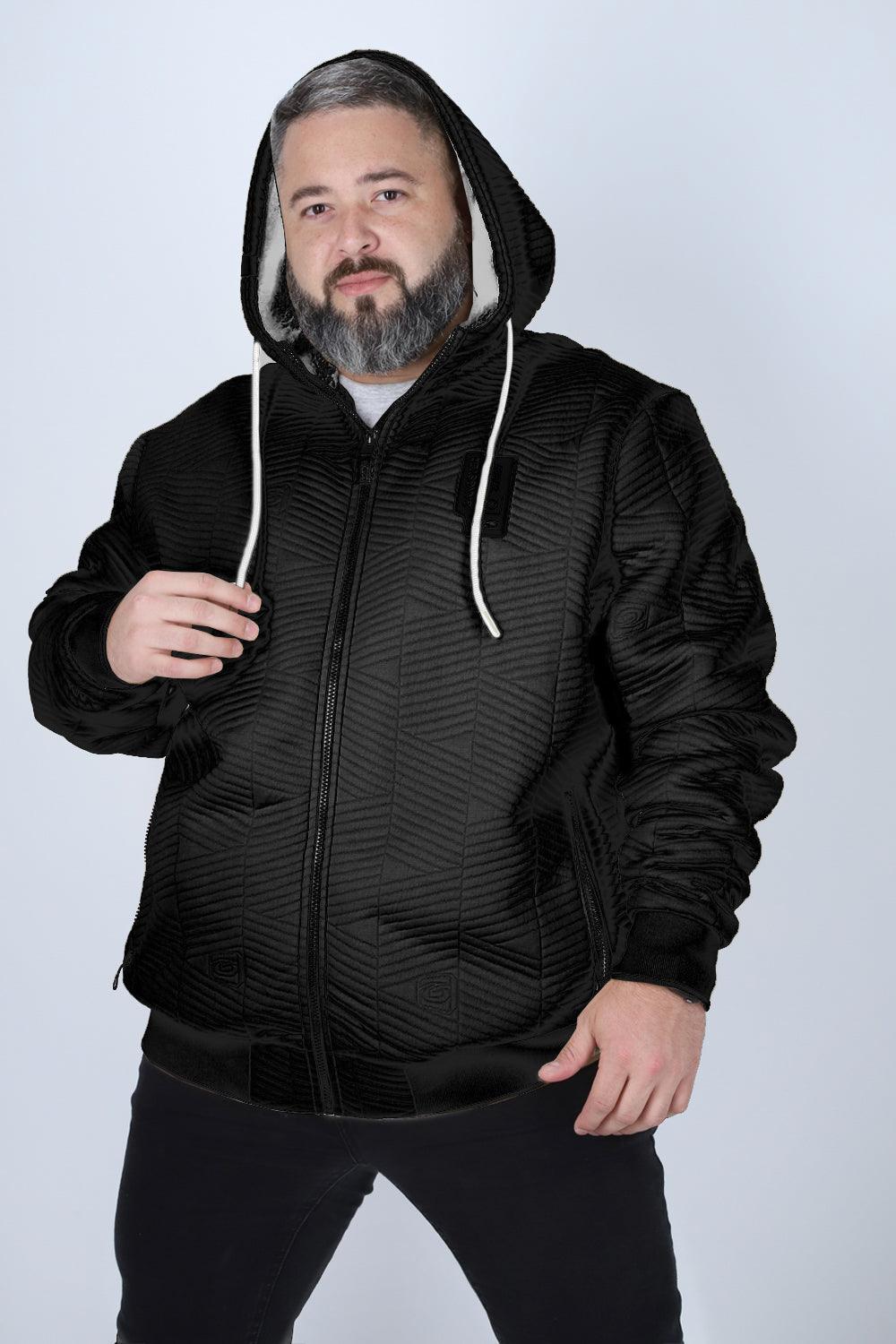 Plus Poleron Full Zipper Jacquard Sherpa Nebula Negro Gangster