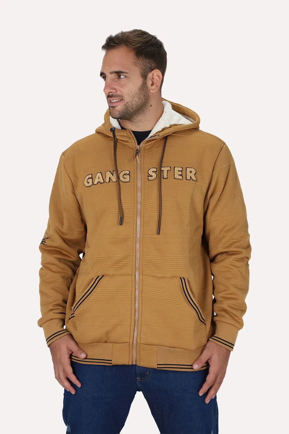 Plus Poleron Full Zipper Jacquard Sherpa Solaris Naranjo Gangster