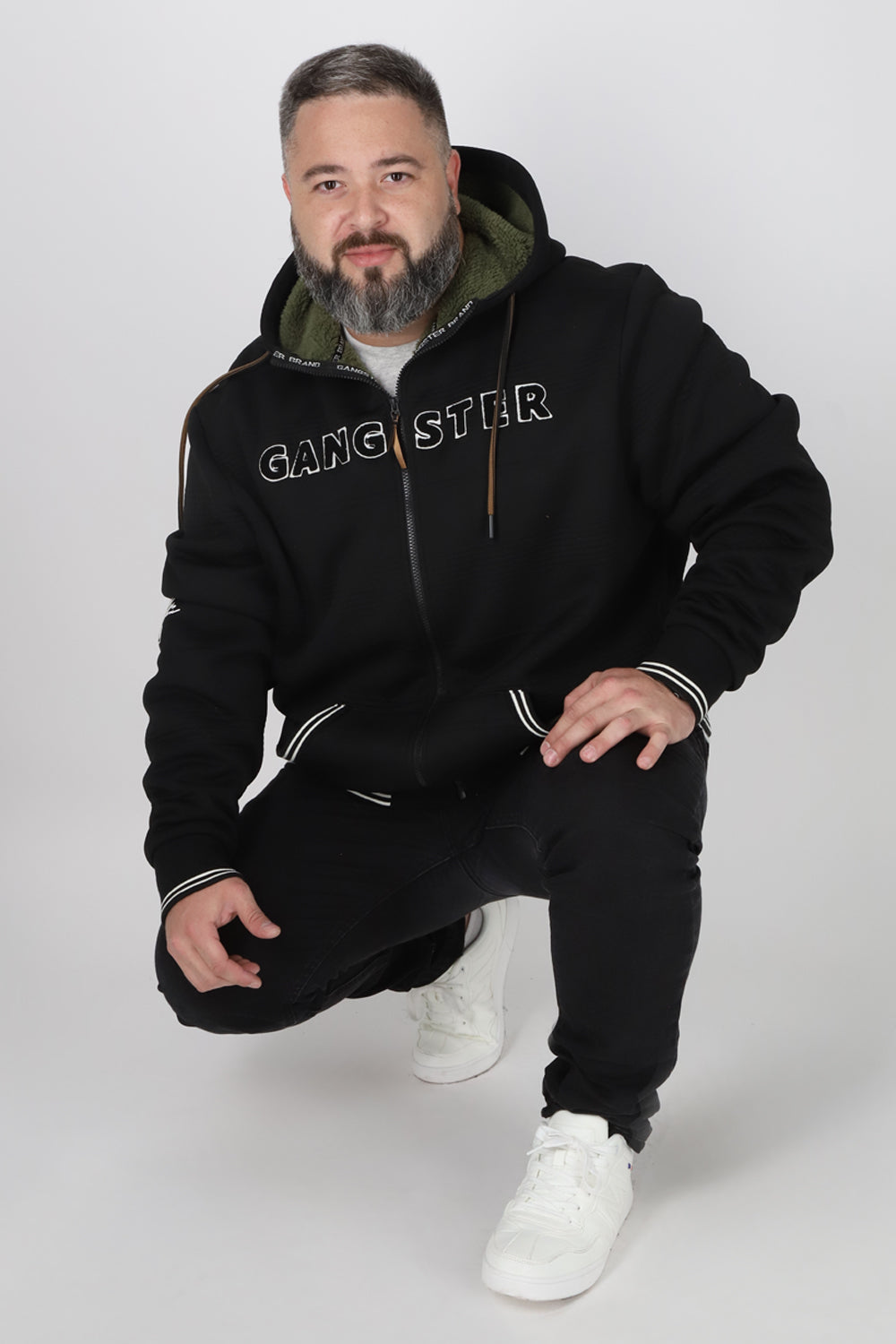 Plus Poleron Full Zipper Jacquard Sherpa Solaris Negro Gangster-3