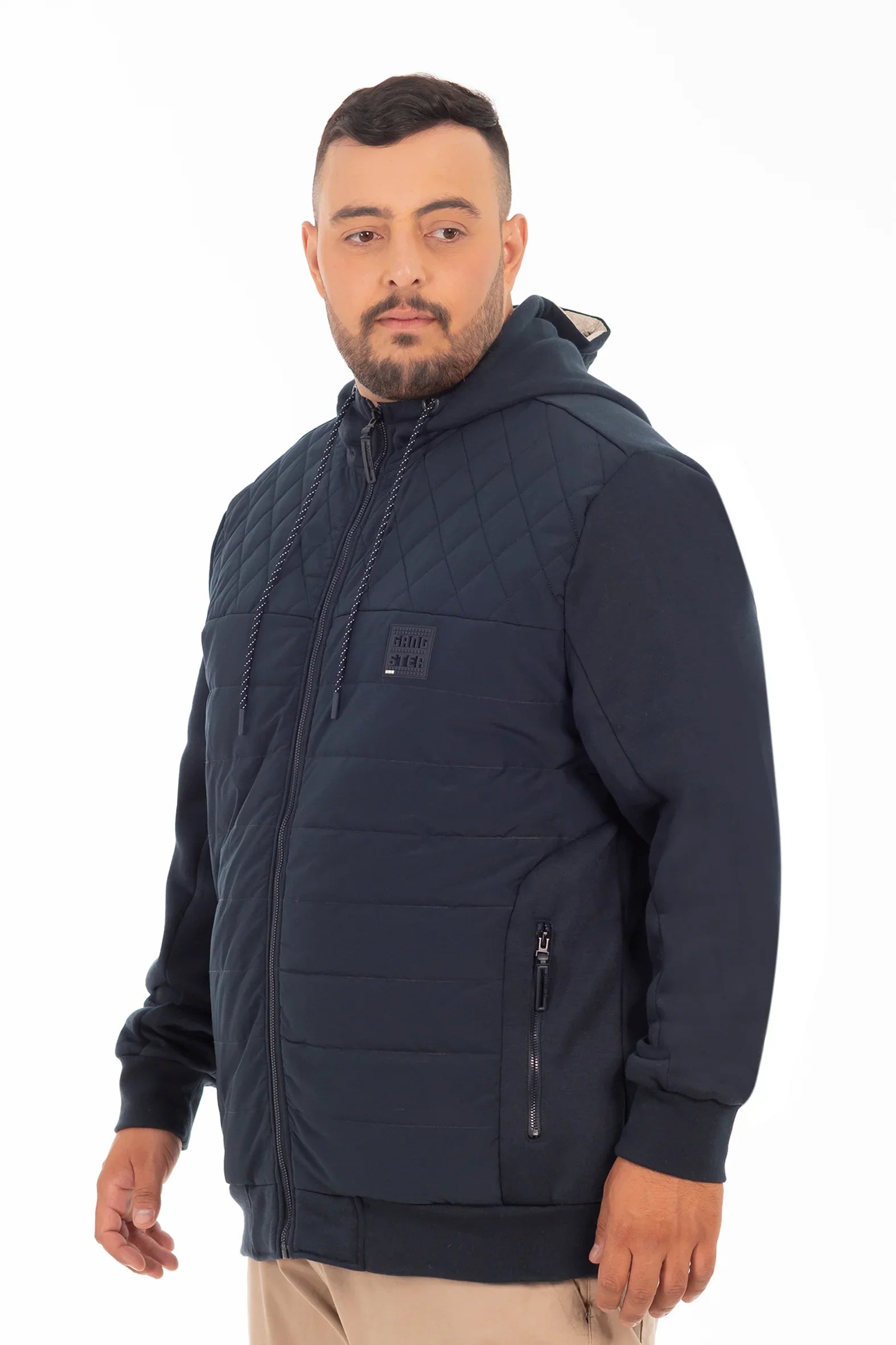 Plus Poleron Hibridas Weave Azul Marino Gangster-5