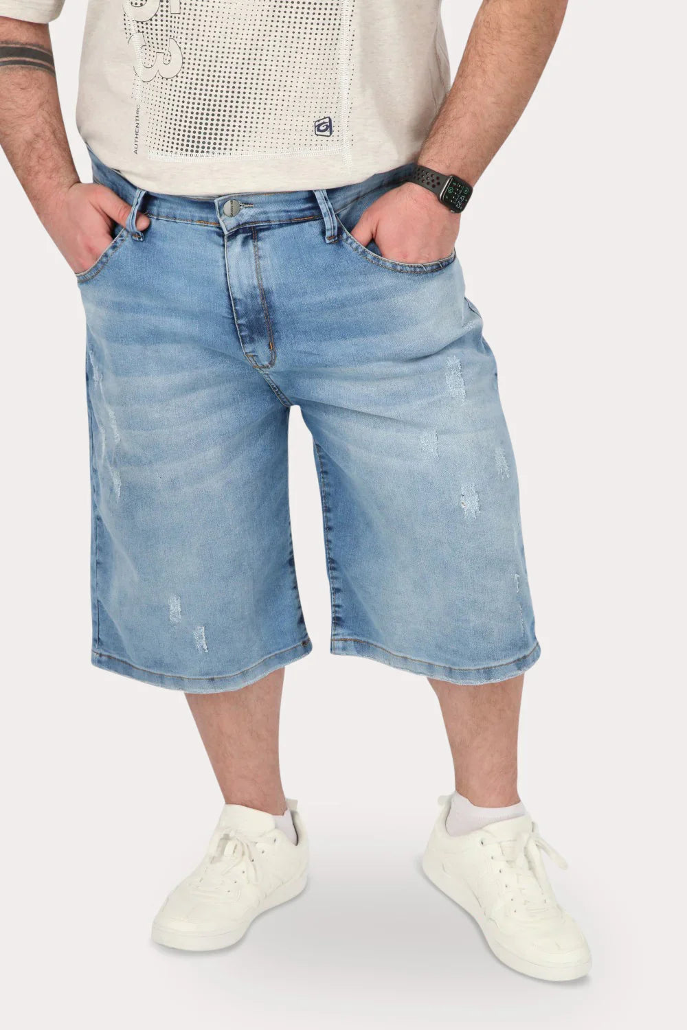 Plus Short Bermuda Denin Wash Azul Gangster - Gangster