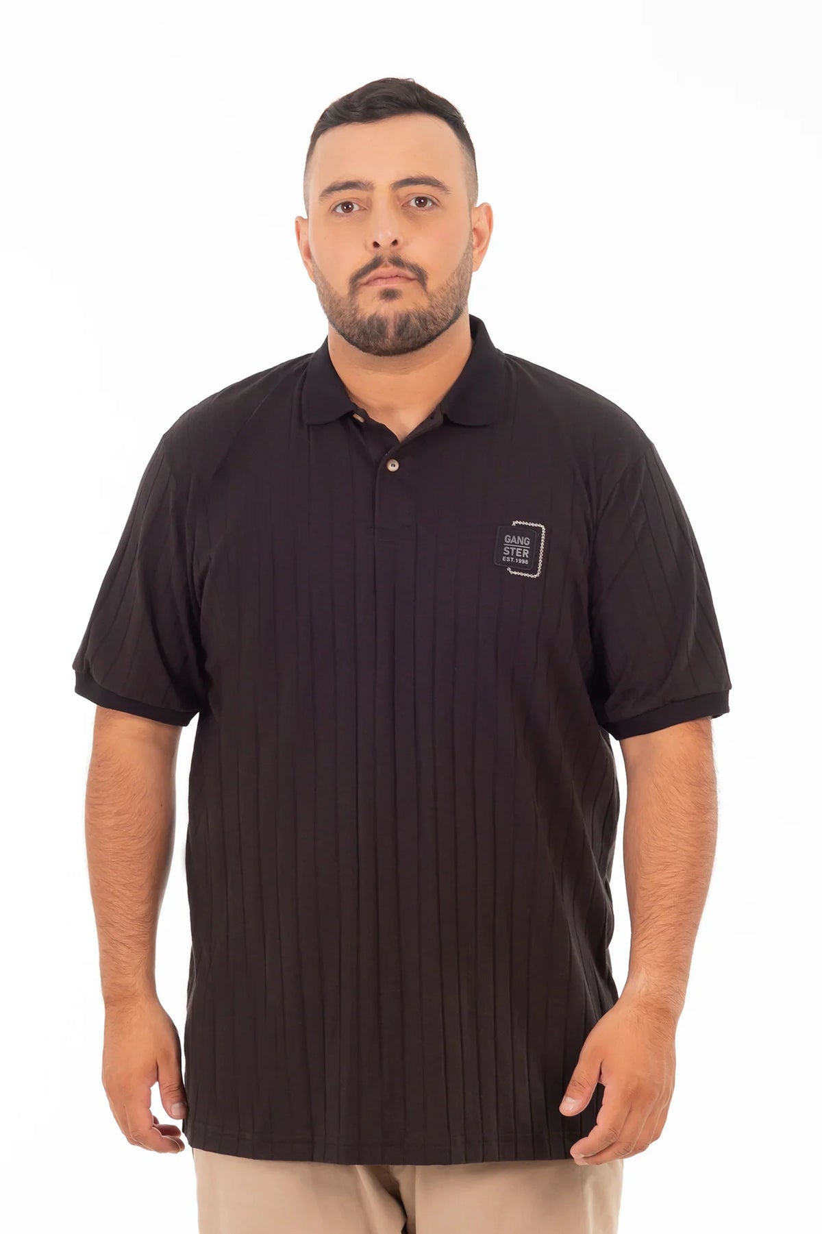 Plus Polera Cuello Textura Brixton Negro - Gangster