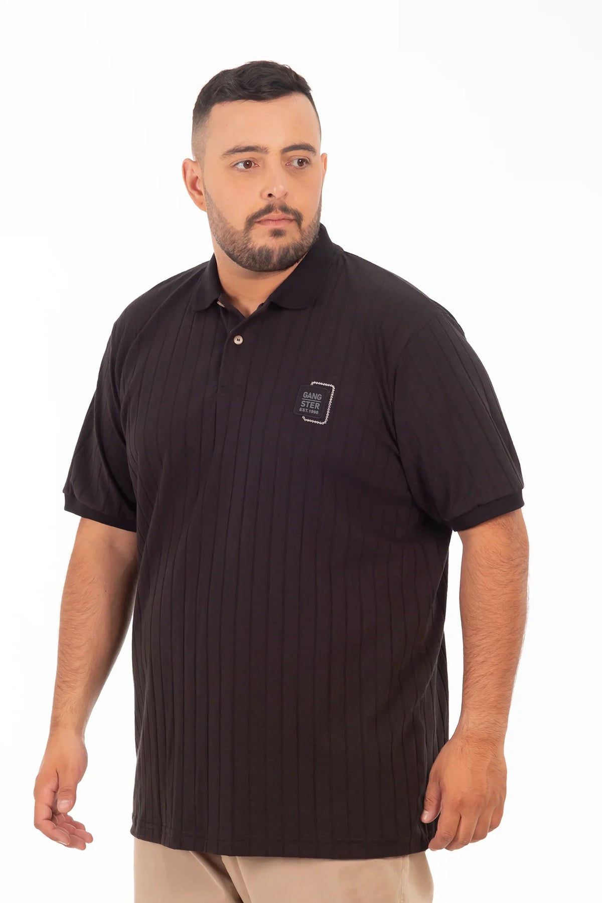 Plus Polera Cuello Textura Brixton Negro - Gangster