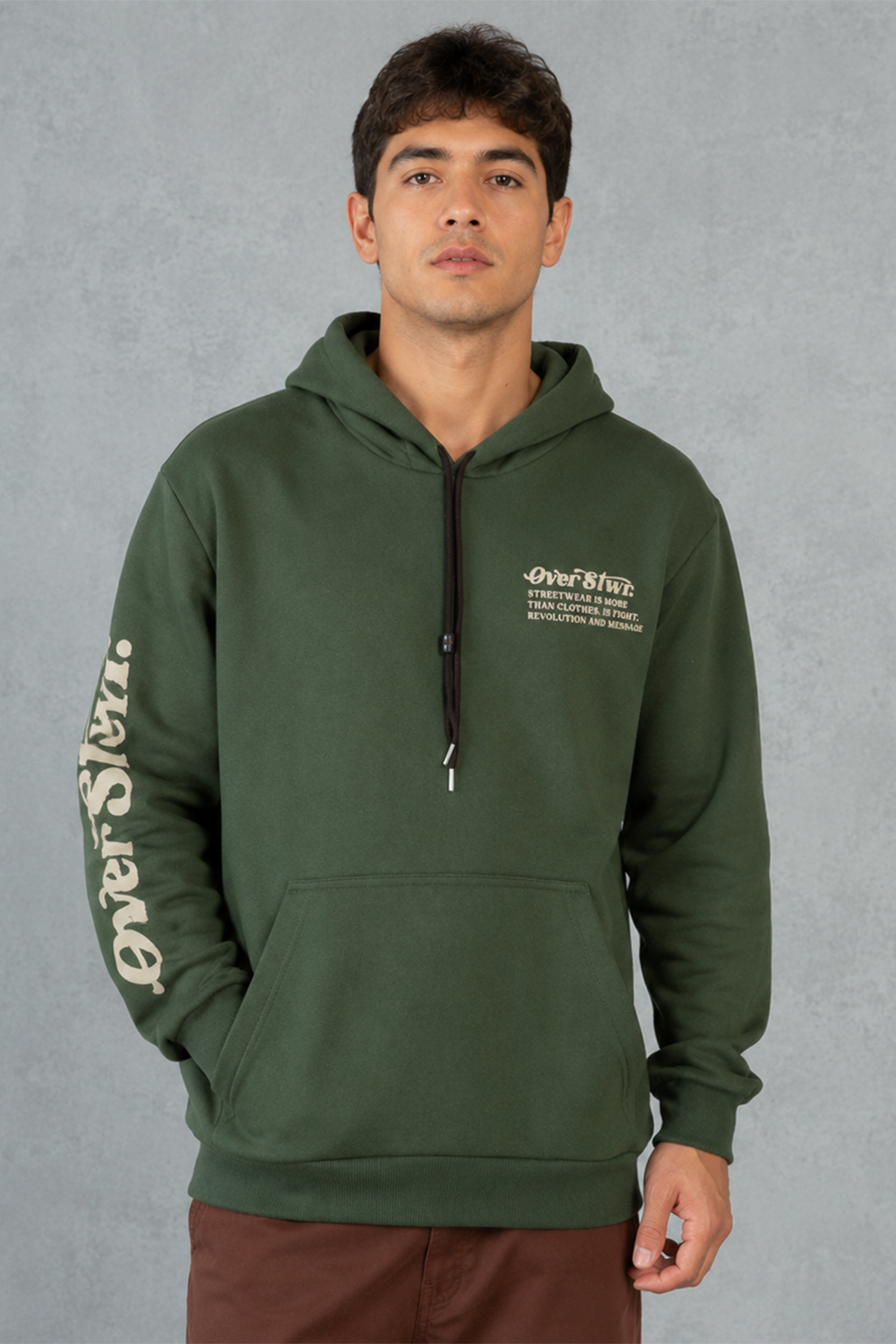 Poleron Hoodie Fleece CoreX  Verde Overcore