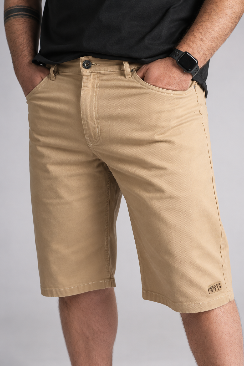 Plus Short Bermuda Canvas Palha Caramelo Gangster-1
