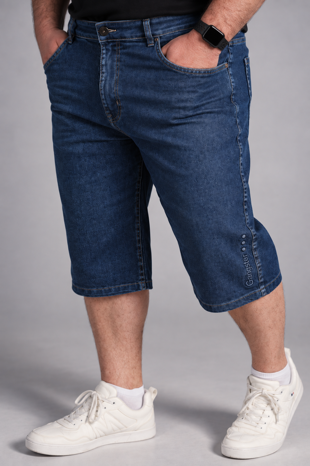 Plus Short Bermuda Denin Liso Rela Azul Gangster-1