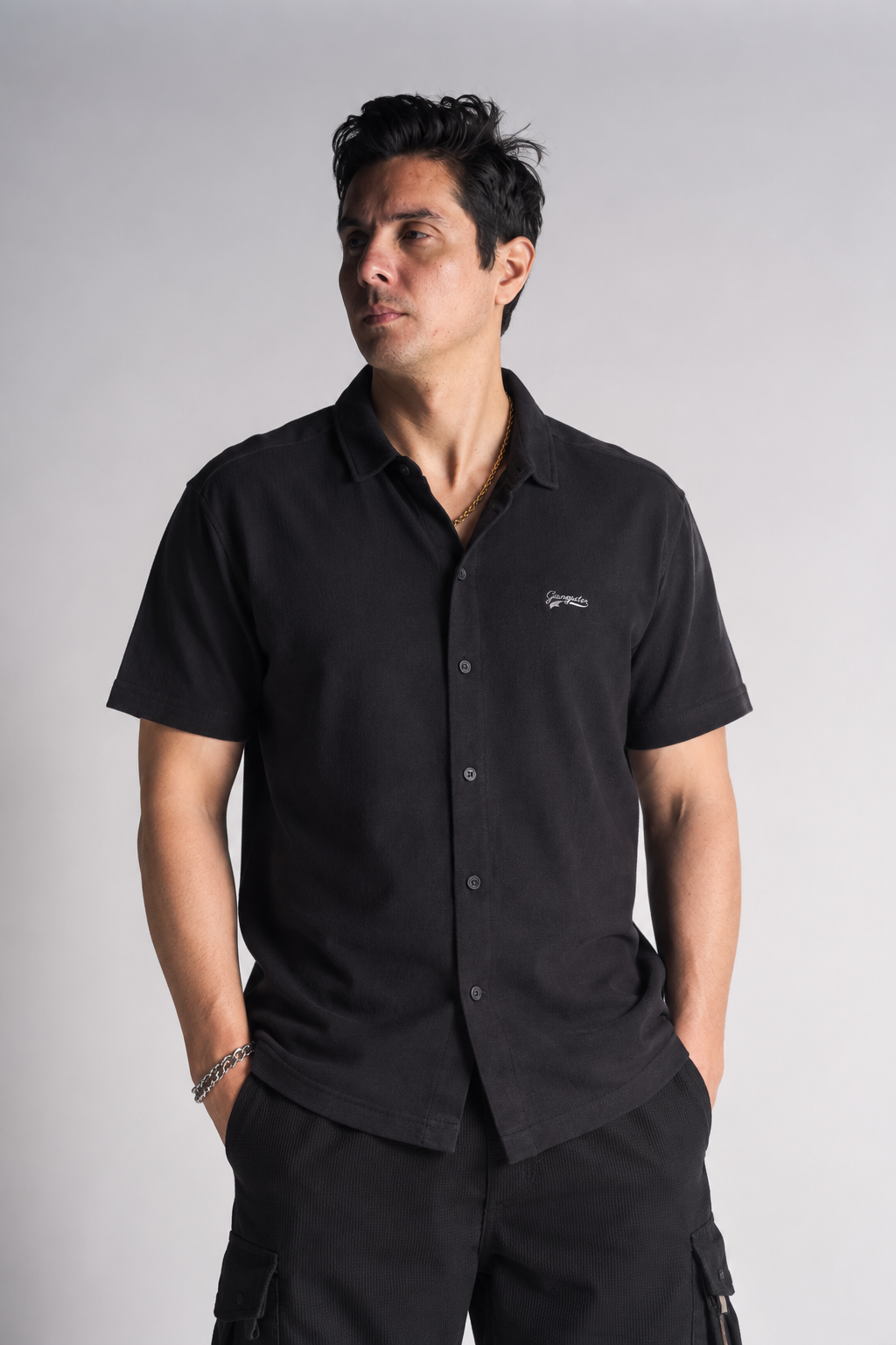 Camisa Camisa Textura Roos Azul Marino-1