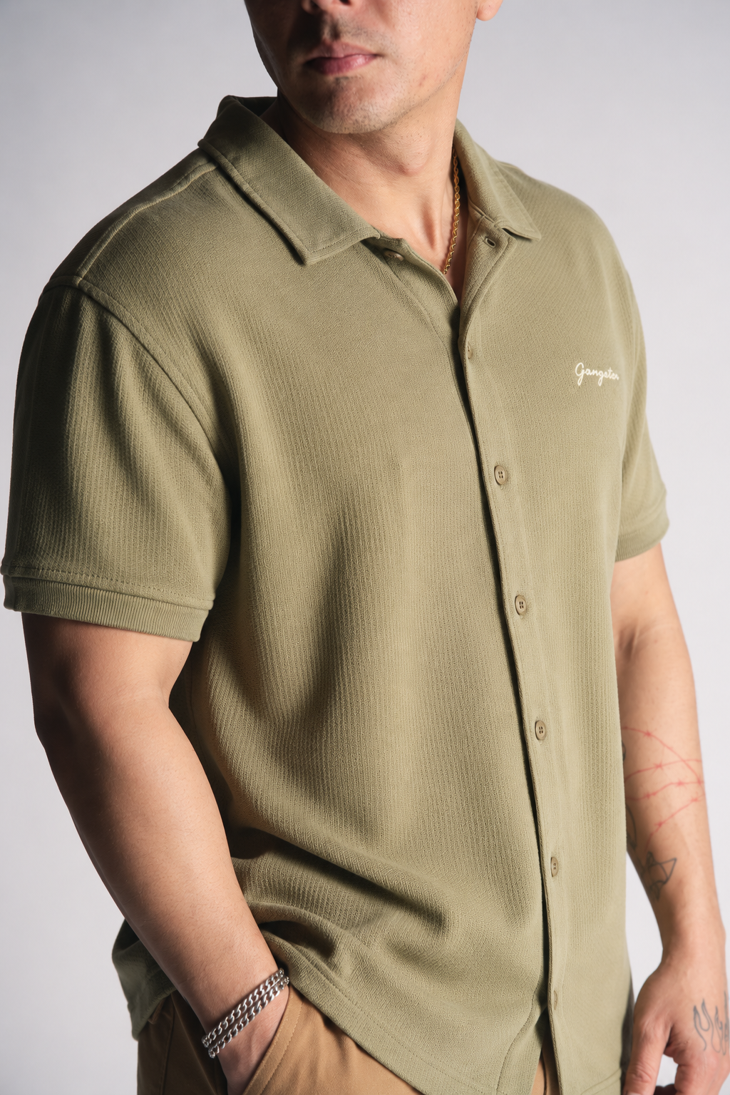 Camisa Camisa Textura California Verde-1