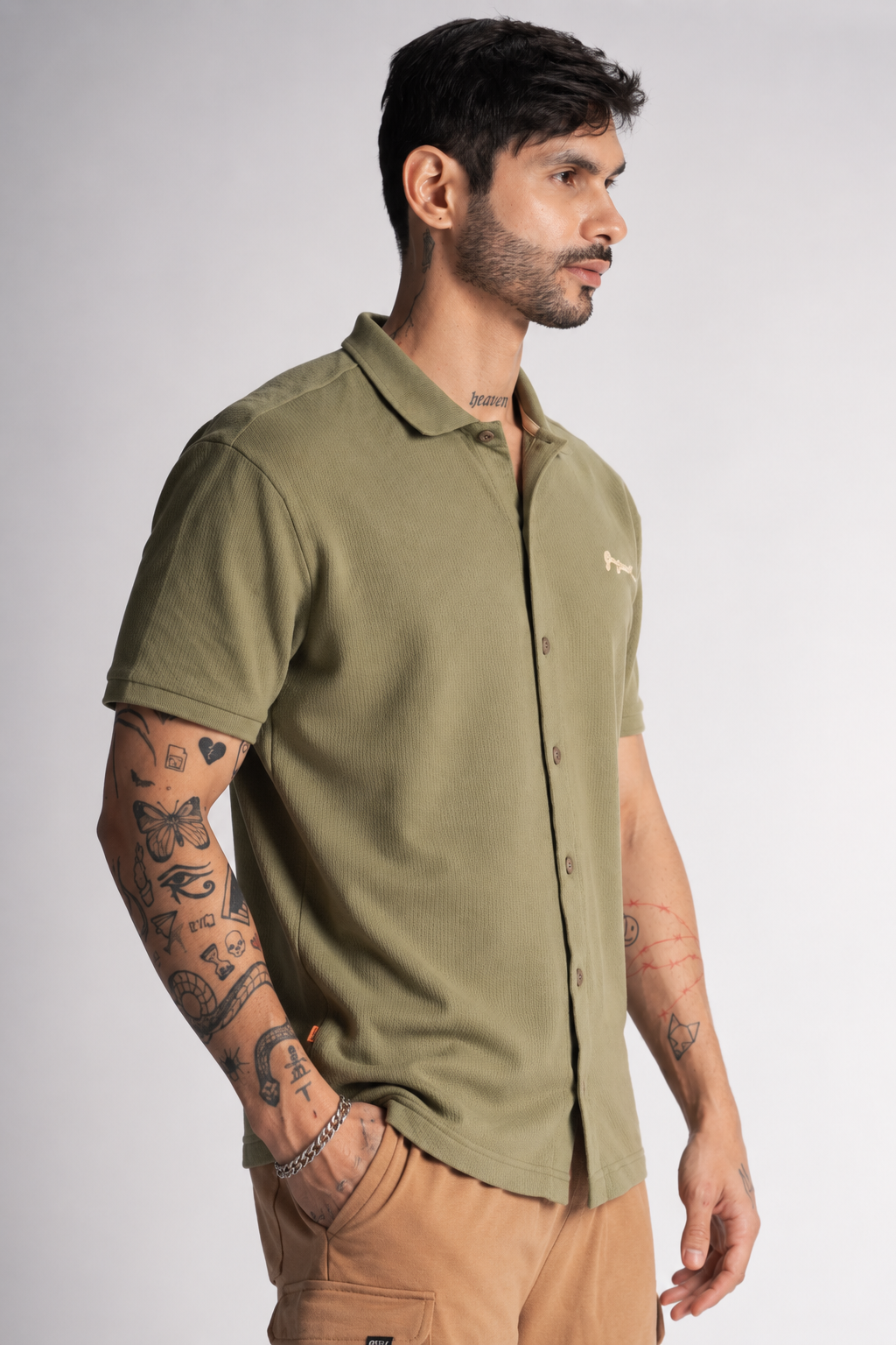 Camisa Camisa Textura California Verde-4