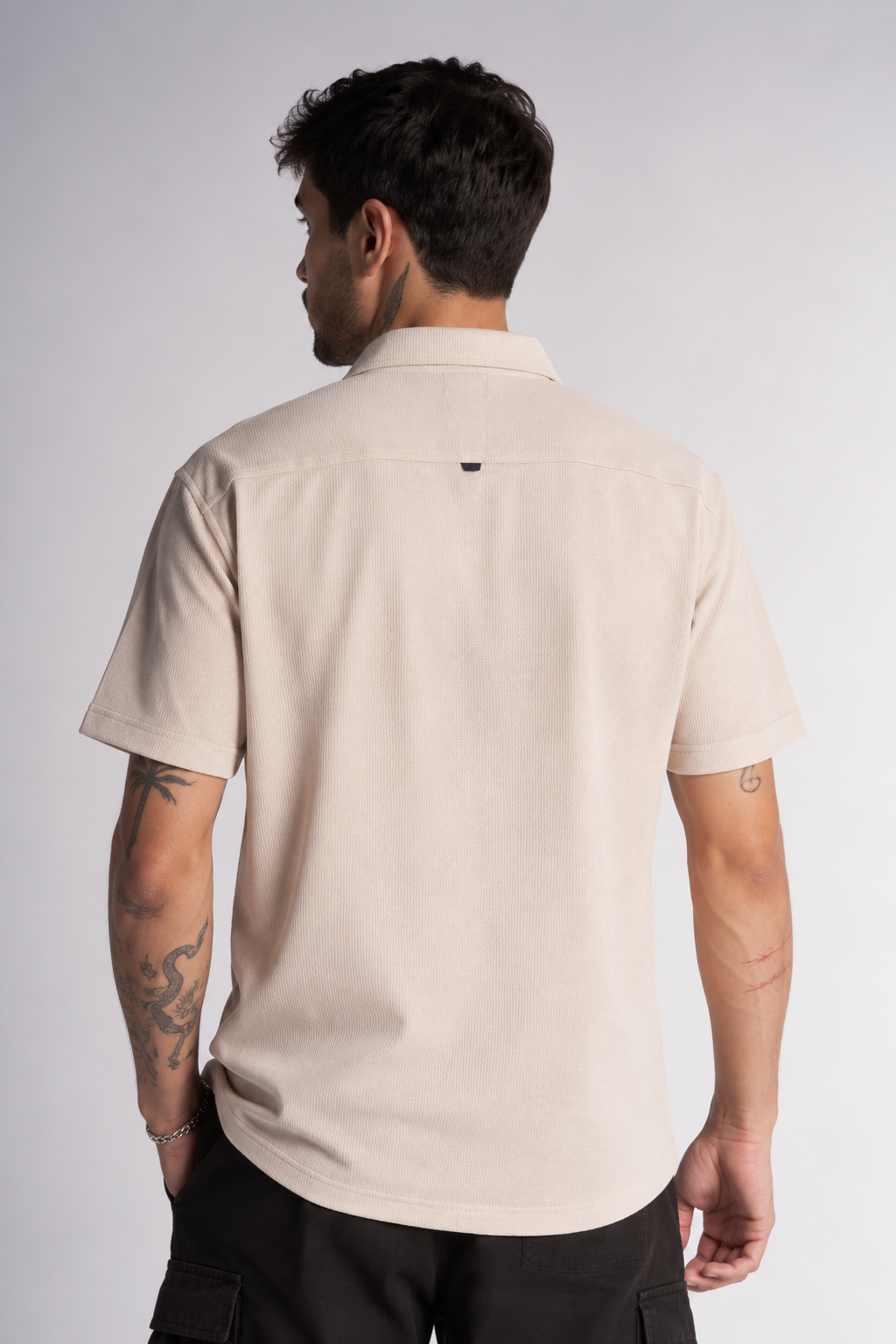 Plus Camisa Camisa Textura Berri Beige-2