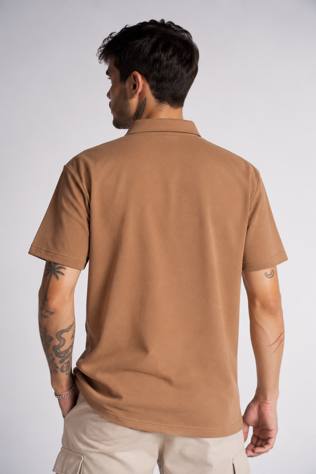 Plus Camisa Camisa Textura Mont Café-thumbmail-2