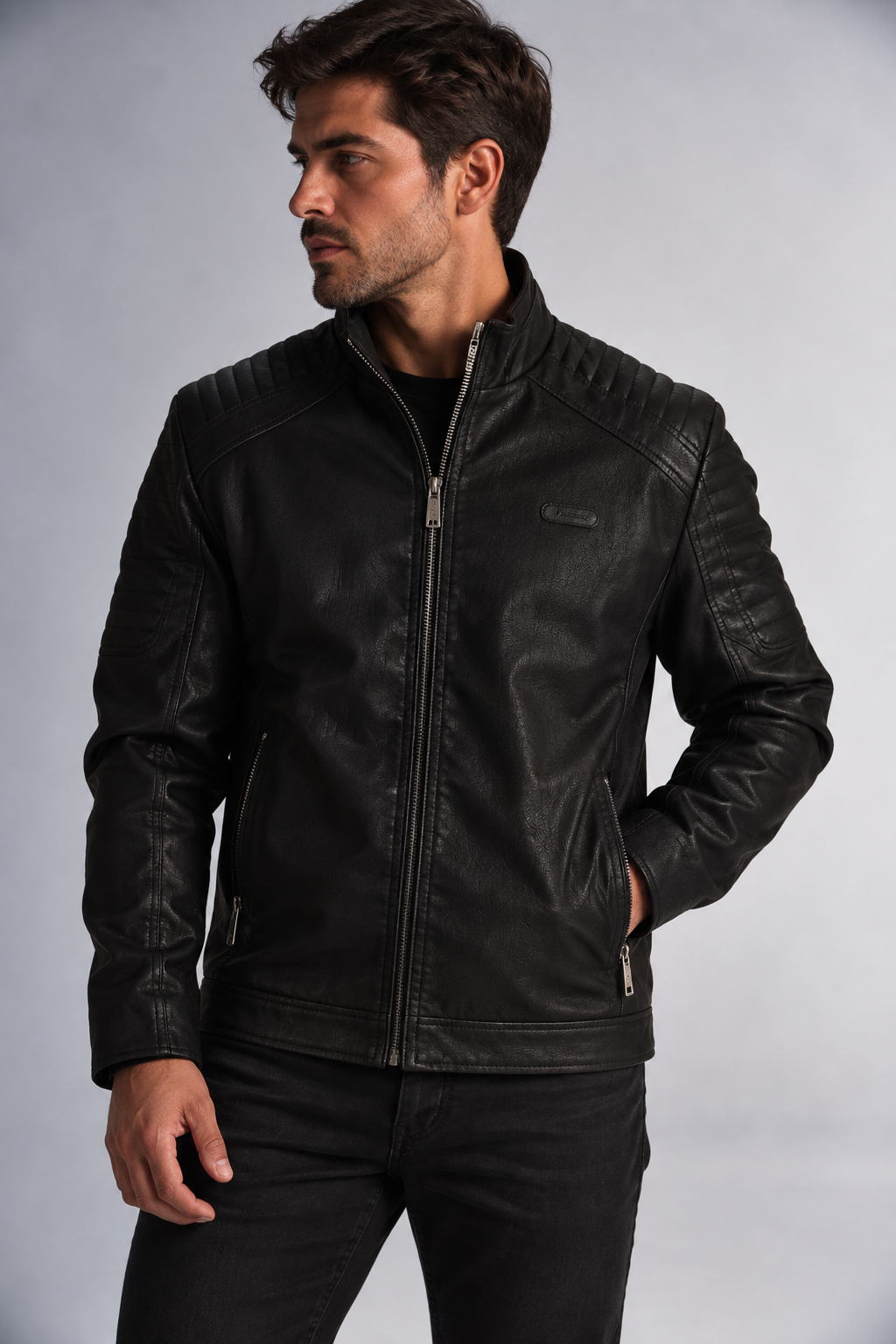 Chaqueta Pu Asphalt Negro Gangster