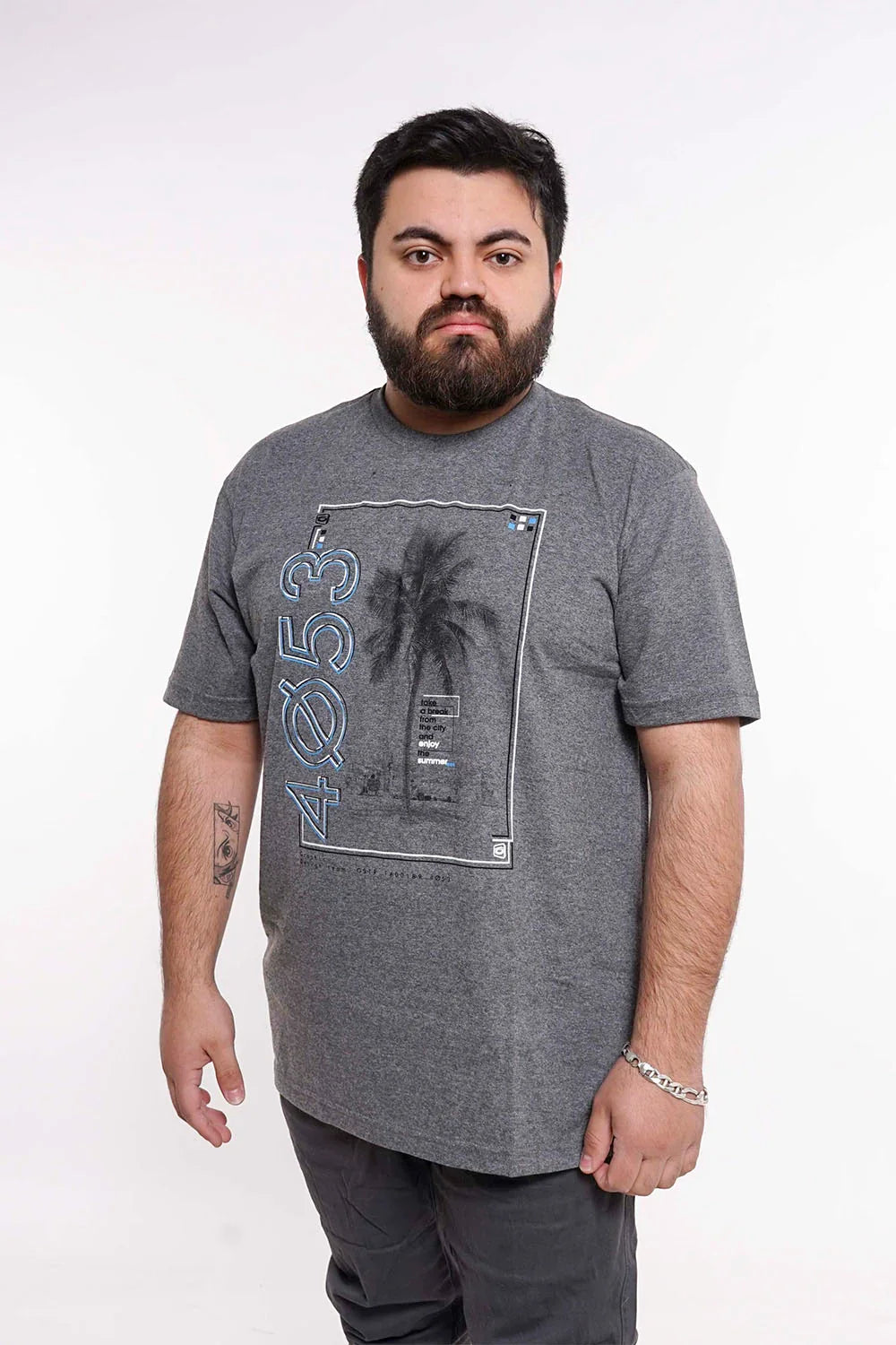Plus Polera Mc Básica 4053G Gris Gangster - Gangster