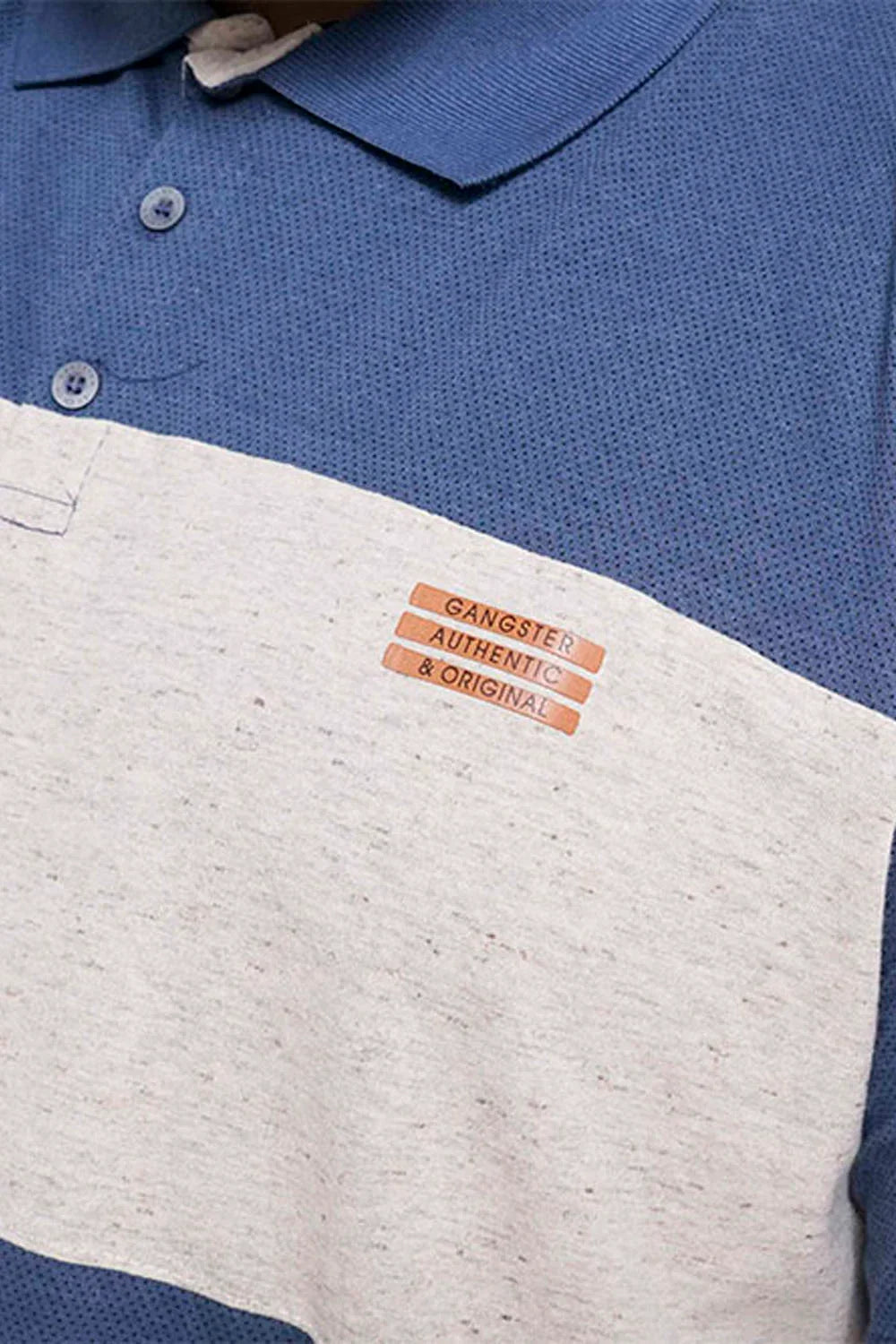 Plus Polera Cuello Destroy Azul Gangster - Gangster