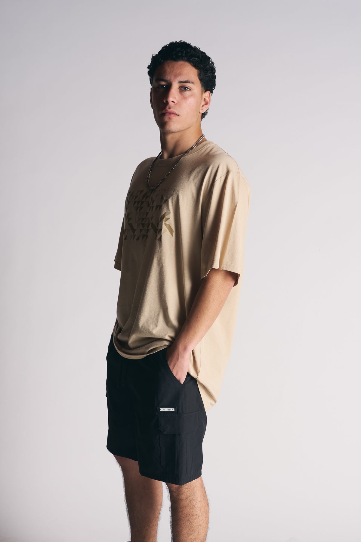 Bermuda Elastic Cargo Wave Negro-4