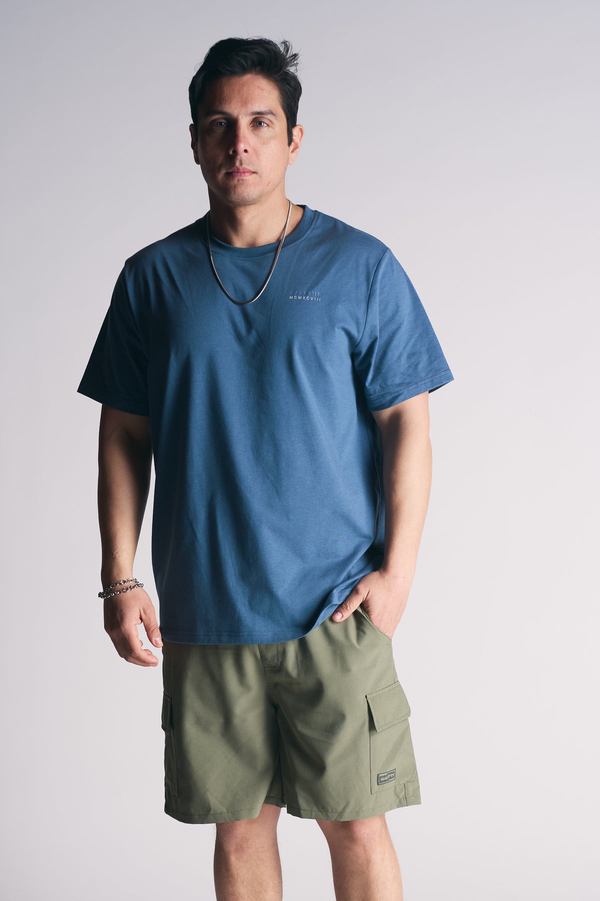 Plus Polera Mc Basica Essential Azul Marino-3