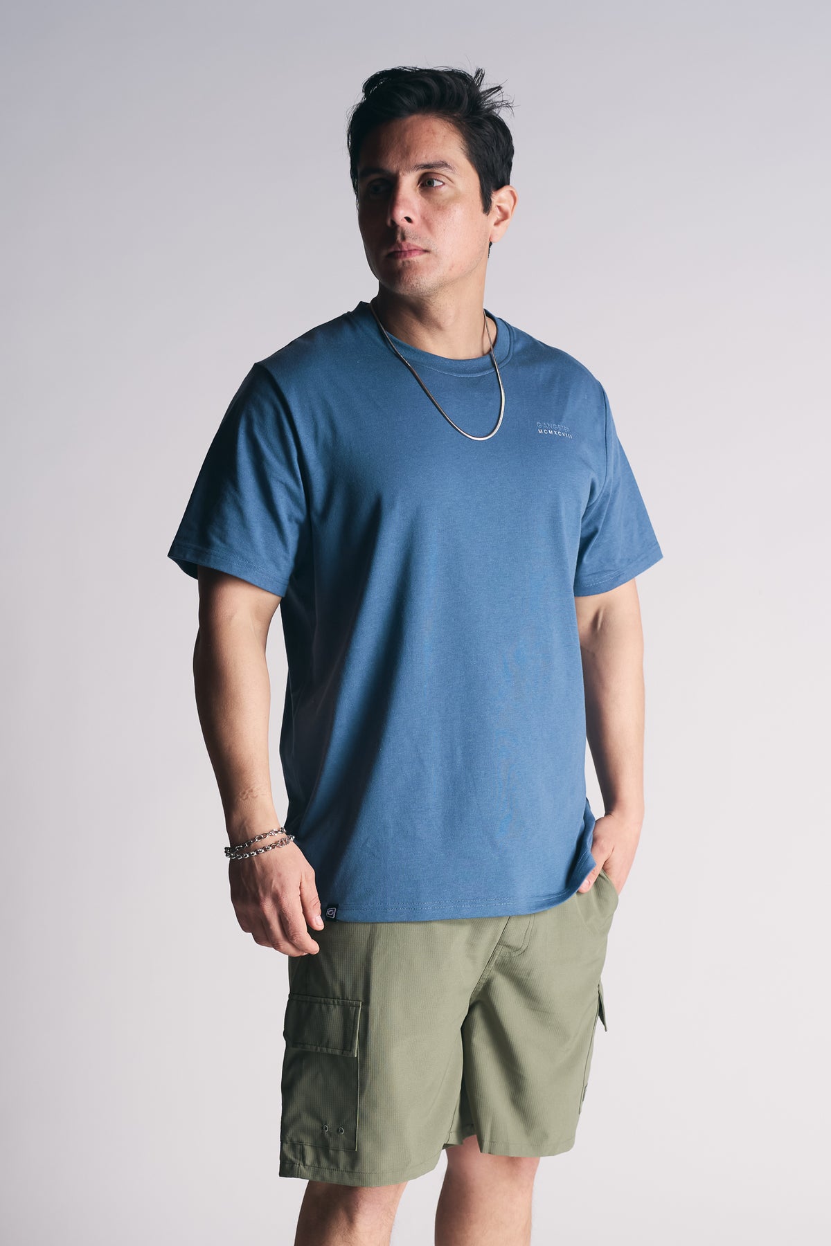 Plus Polera Mc Basica Essential Azul Marino