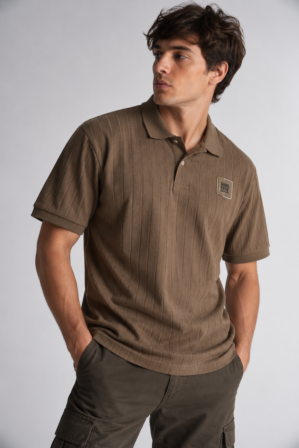Plus Polera Cuello Textura Brixton Café