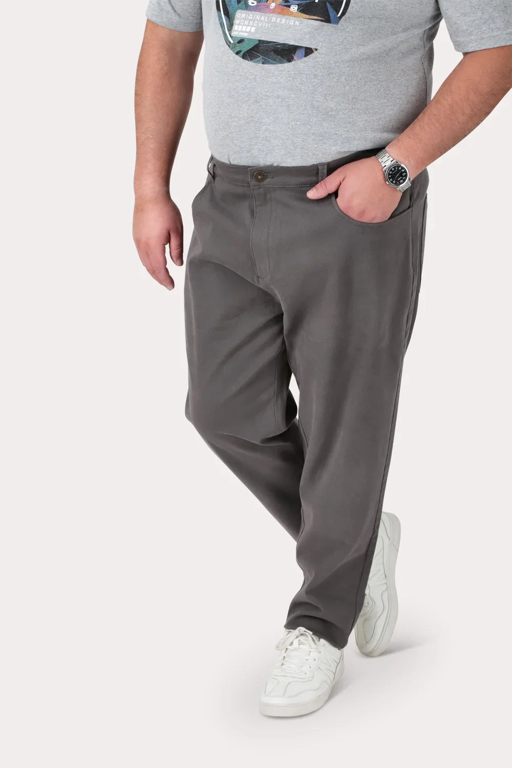 Plus Pantalon Canvas Liso Chester Gris - Gangster