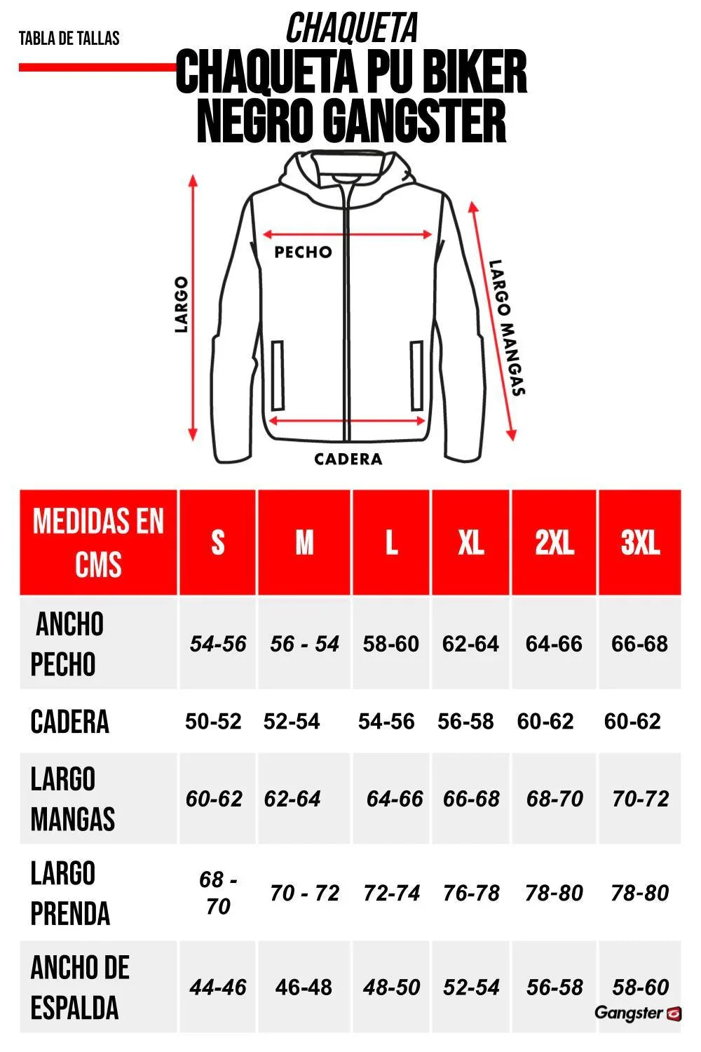 Chaqueta PU Biker Negro Gangster - Gangster