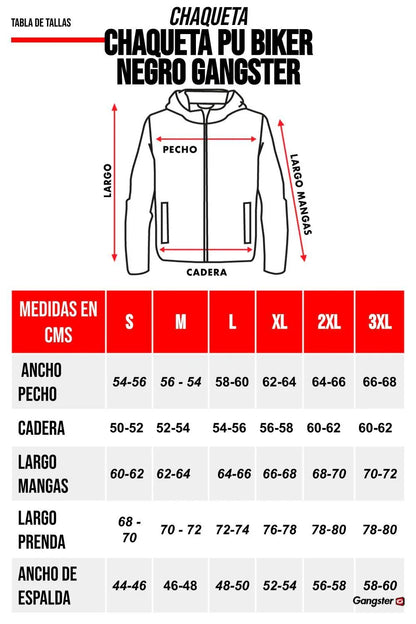 Chaqueta PU Biker Negro Gangster - Gangster